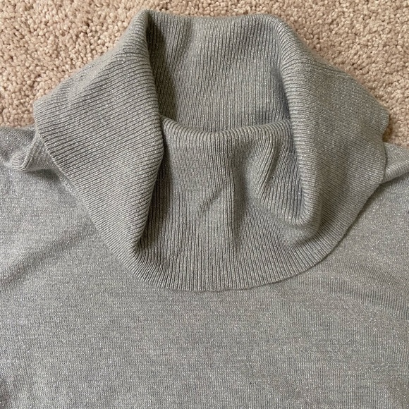 Talbots Merino Wool Turtleneck Sweater, Silver, Size M - Picture 3 of 6